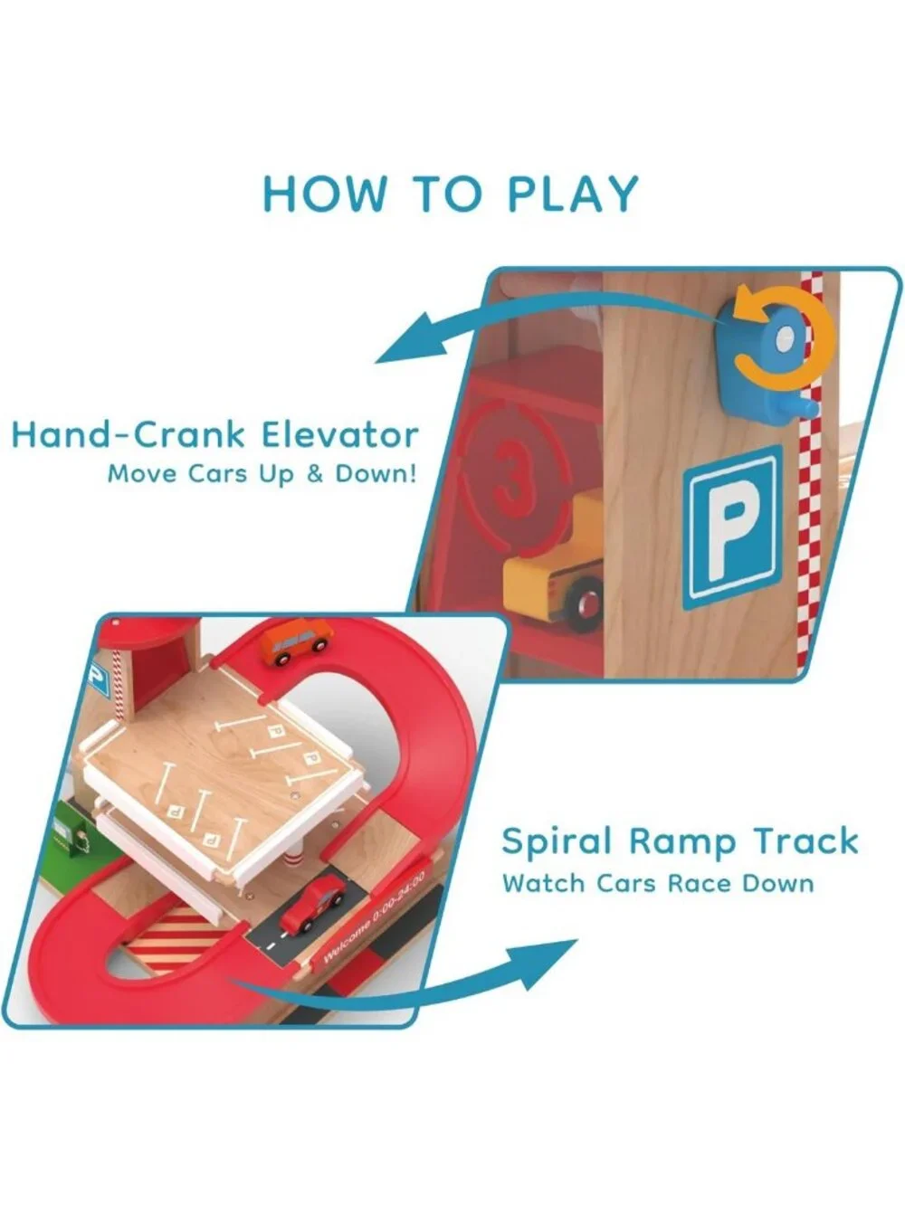 Wooden Parking Garage Toy Set for Toddlers | Fun & Educational Play for Ages 3-5